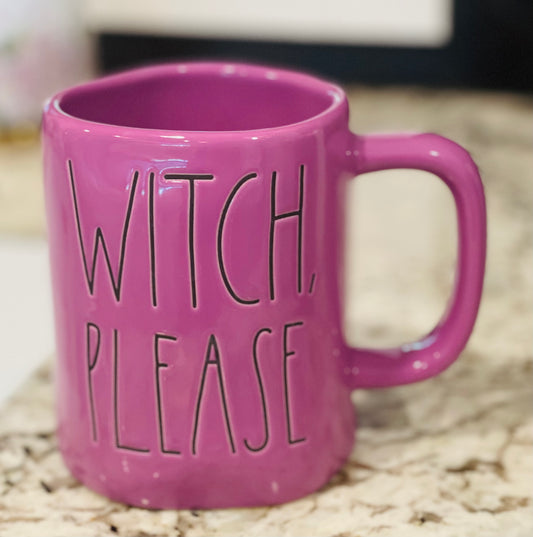 New Rae Dunn purple Halloween theme ceramic coffee mug WITCH PLEASE