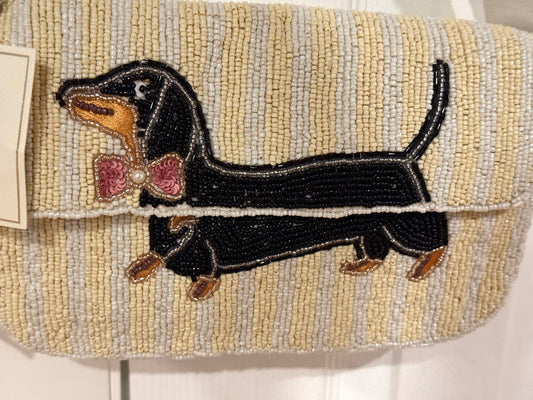 New Sol Mer beaded Dachshund Doxie weiner dog purse bag handbag 8x5x2.5
