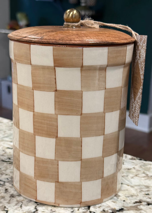 New Made in India butter checkered 7”ceramic caniater