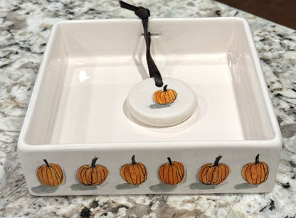 New Rae Dunn white watercolor pumpkins napkin holder