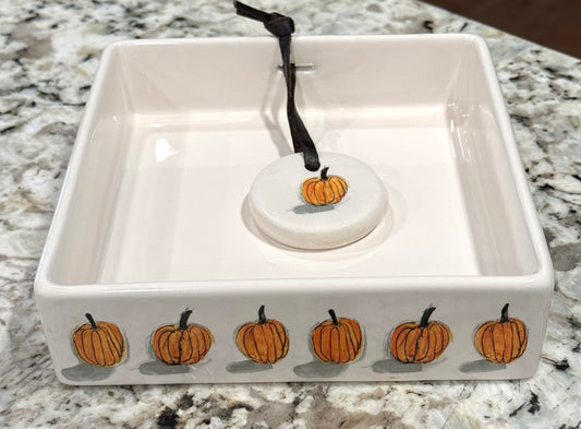 New Rae Dunn white watercolor pumpkins napkin holder
