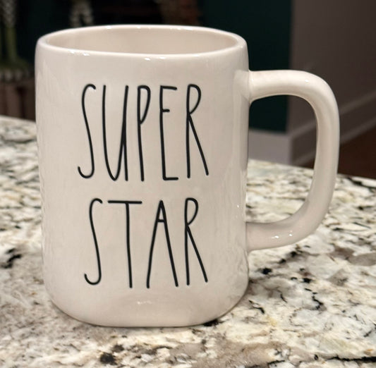 New Rae Dunn white ceramic coffee mug SUPER STAR