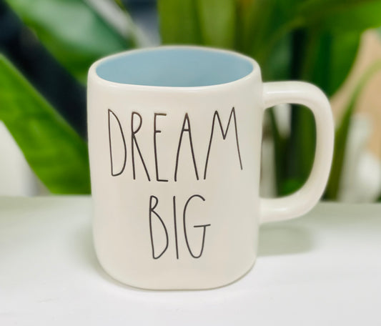 New Rae Dunn white ceramic coffee mug DREAM BIG