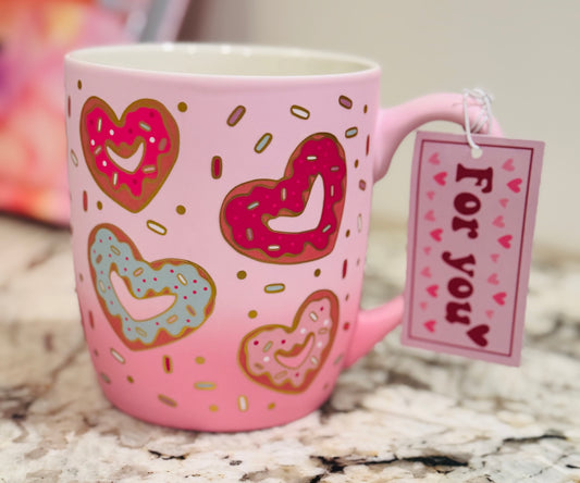 New soft touch pink donut 🍩 Valentine ceramic mug