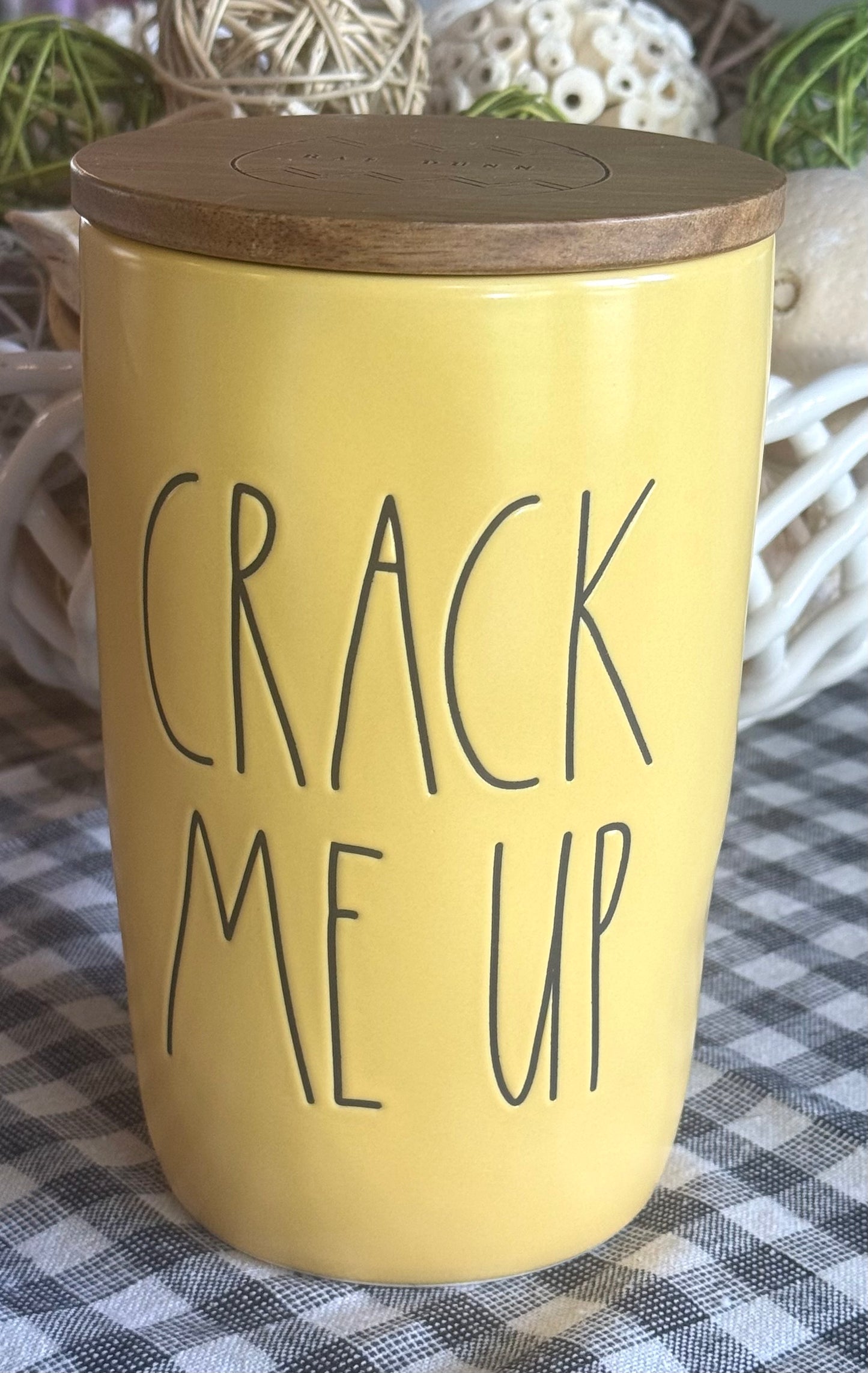 New Rae Dunn yellow ceramic Easter decor cellar CRACK ME UP