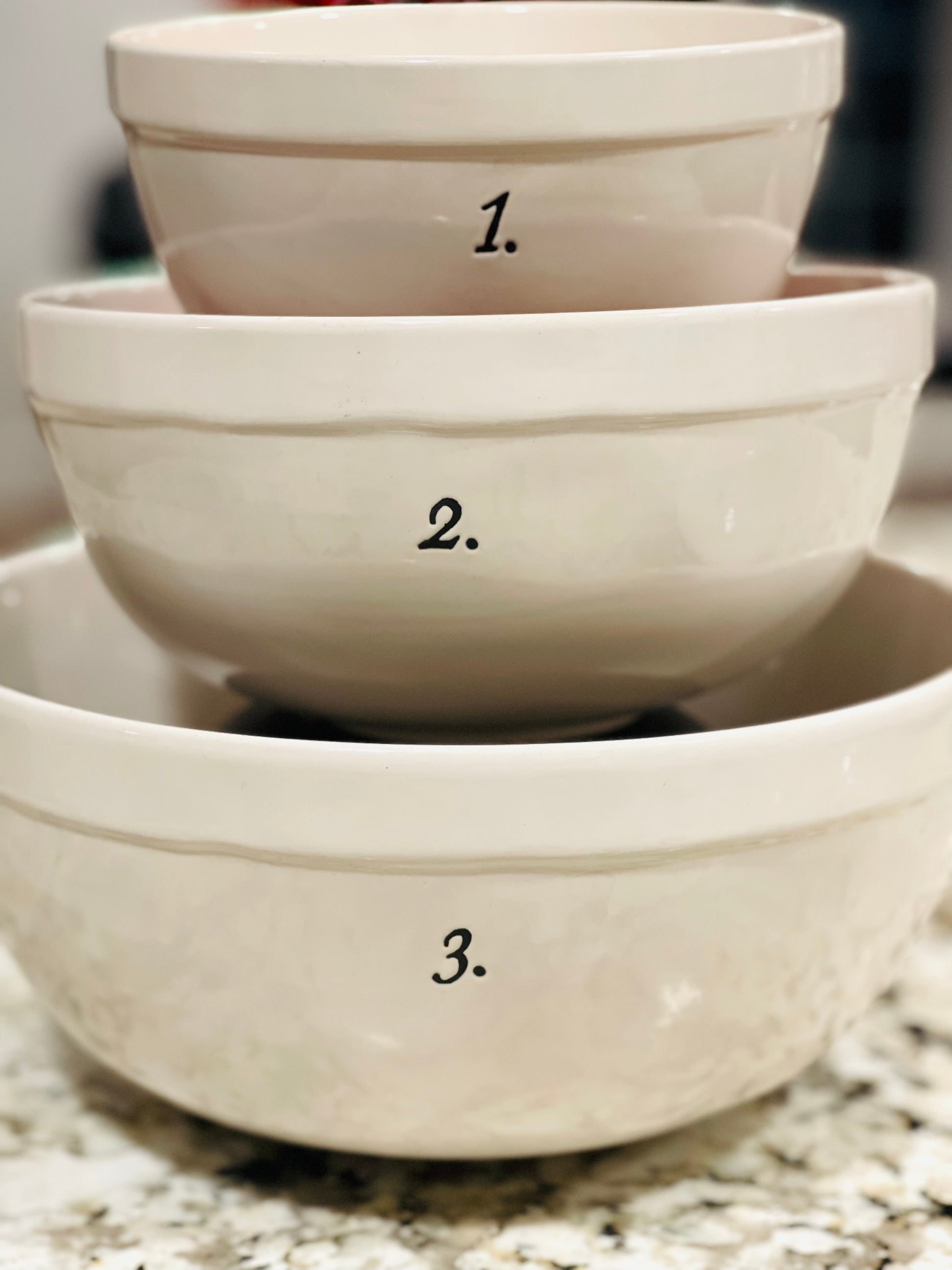 Rae Dunn white ceramic watercolor heart measuring cup set