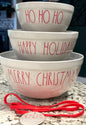 New Rae Dunn Christmas white melanin 3-piece mixing bowl set
