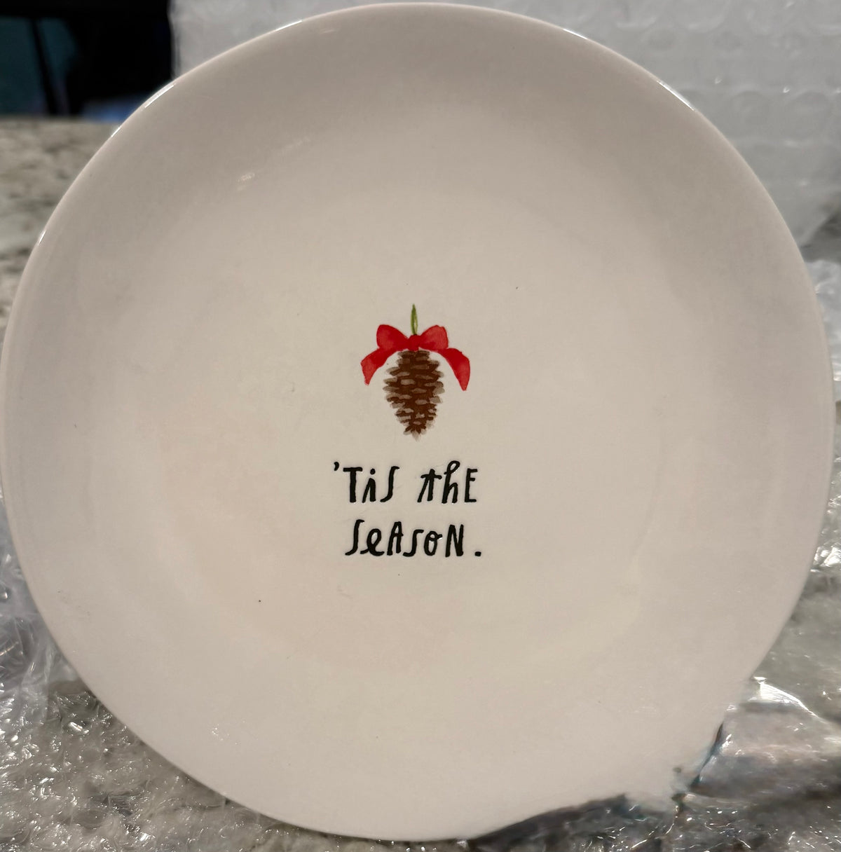 Rae Dunn 8” ceramic holiday serving plate TIS THE SEASON
