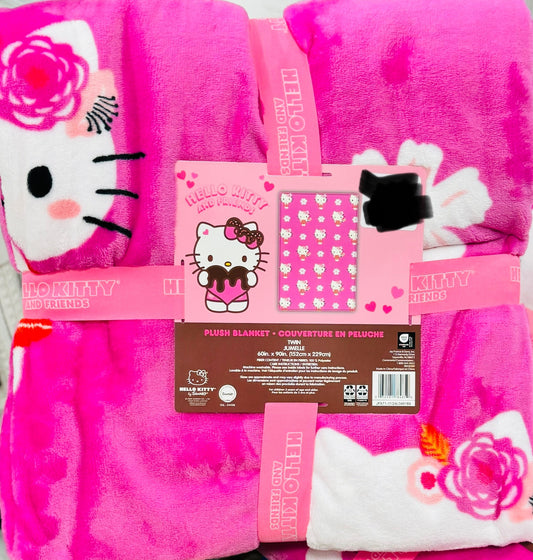 New Hello Kitty pink flower hat 60x90 blanket bedding