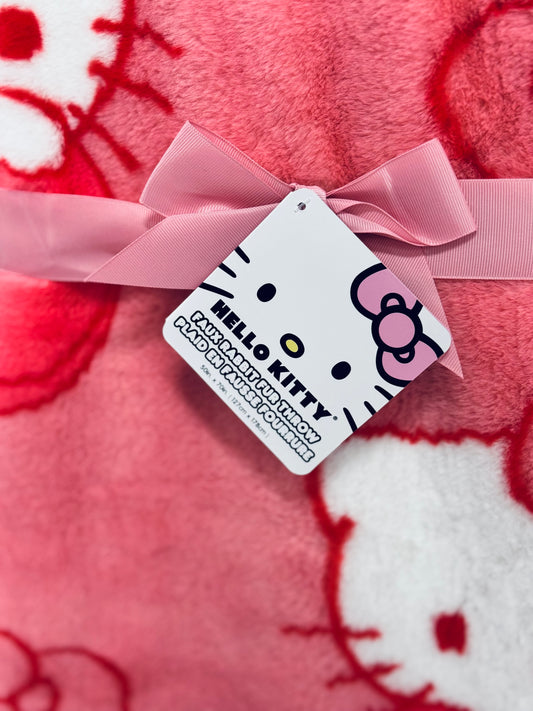 New pink fur rabbit fur Hello Kitty Bow throw blanket 50x70