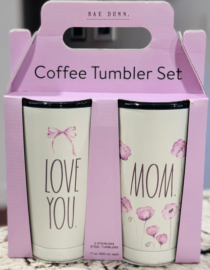 New Rae Dunn stainless Mother’s Day drink ware gift set LOVE YOU MOM