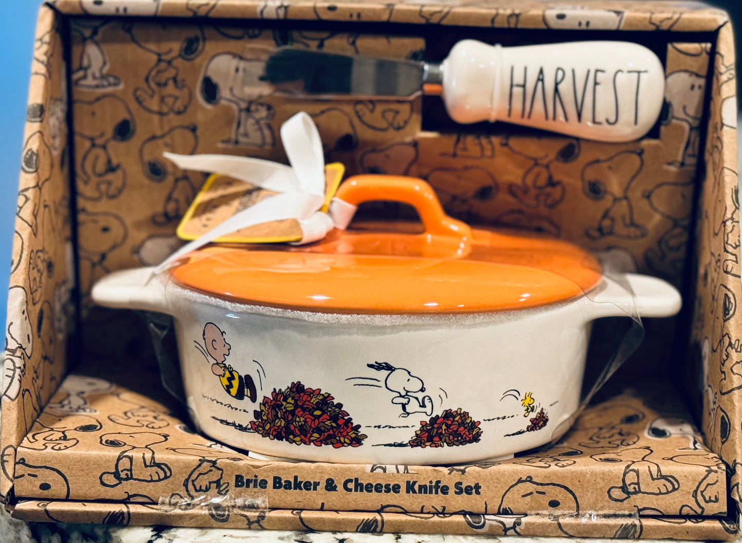 New Rae Dunn x Peanuts Snoopy ceramic baking dish set HARVEST