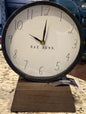 New Rae Dunn battery operated metal & wood base distressed desk clock 10x8