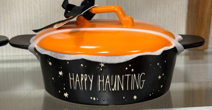 New Rae Dunn ceramic Halloween baking dish HAPPY HAUNTING