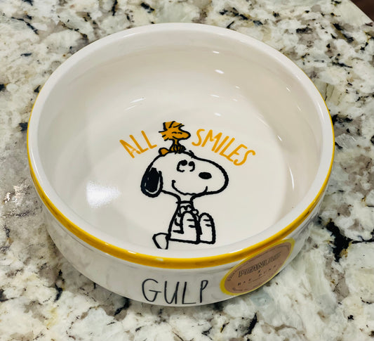New Rae Dunn x Peanuts Snoopy line GULP pet food dish / bowl
