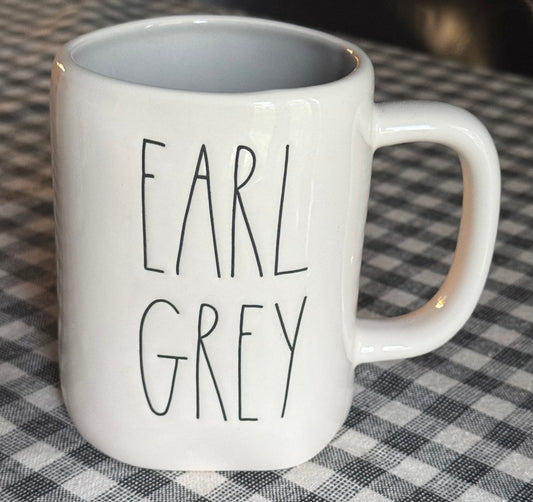 New Rae Dunn white ceramic coffee mug EARL GREY