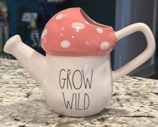 New Rae Dunn white ceramic GROW WILD watering can