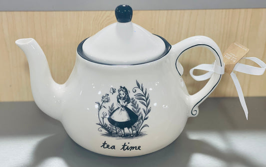 New Rae Dunn x Alice in Wonderland ceramic teapot black & white