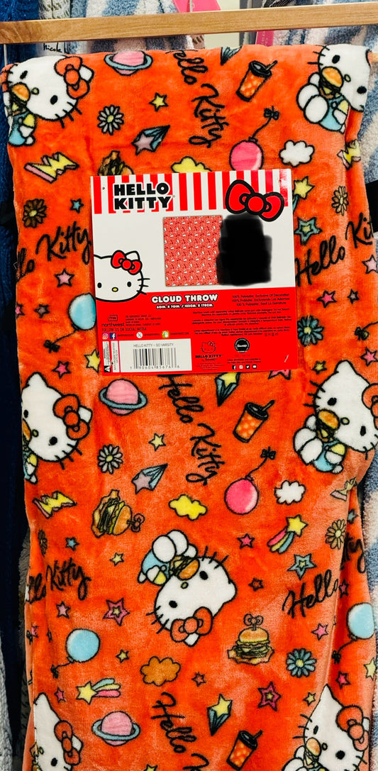 New Hello Kitty & Friends orange Cloud print throw blanket 60x70