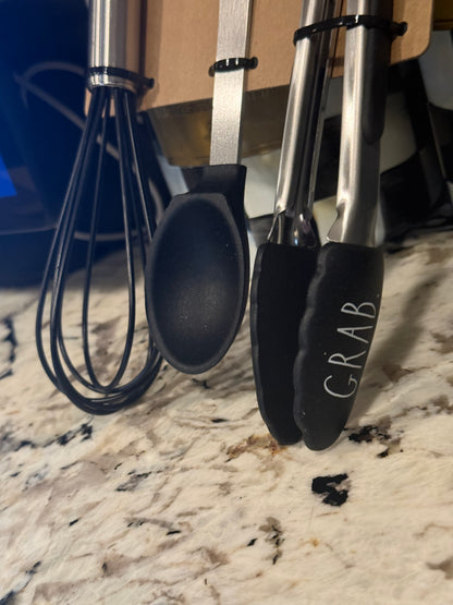New Rae Dunn black mini 3-piece kitchen utensil set
