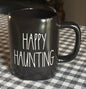 New Rae Dunn black ceramic Halloween coffee mug HAPPY HAUNTING