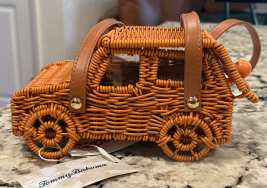 New Tommy Bahama wicker Jeep purse tote handbag