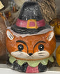 New Joanna Parker fall squirrel grapevine line ceramic trinket jar 5”