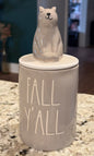 New Rae Dunn fall gray ceramic squirrel topped candle -vanilla bean scented. FALL Y’ALL