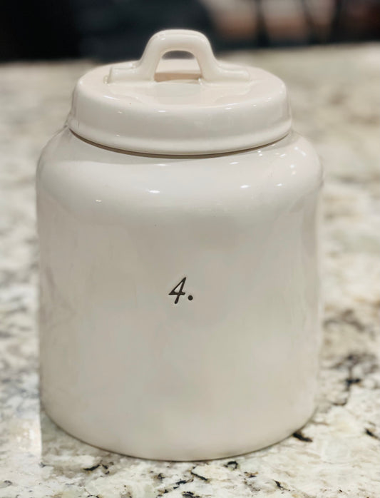 Rae Dunn white ceramic very hard to find Numbers line Number 4 canister