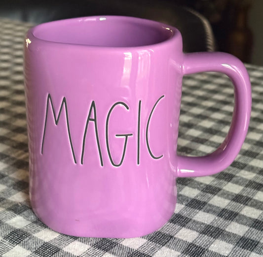 New Rae Dunn purple ceramic Halloween coffee mug MAGIC