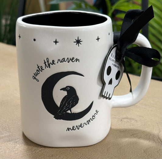 New Rae Dunn ceramic coffee mug QUOTE THE RAVEN NEVERMORE