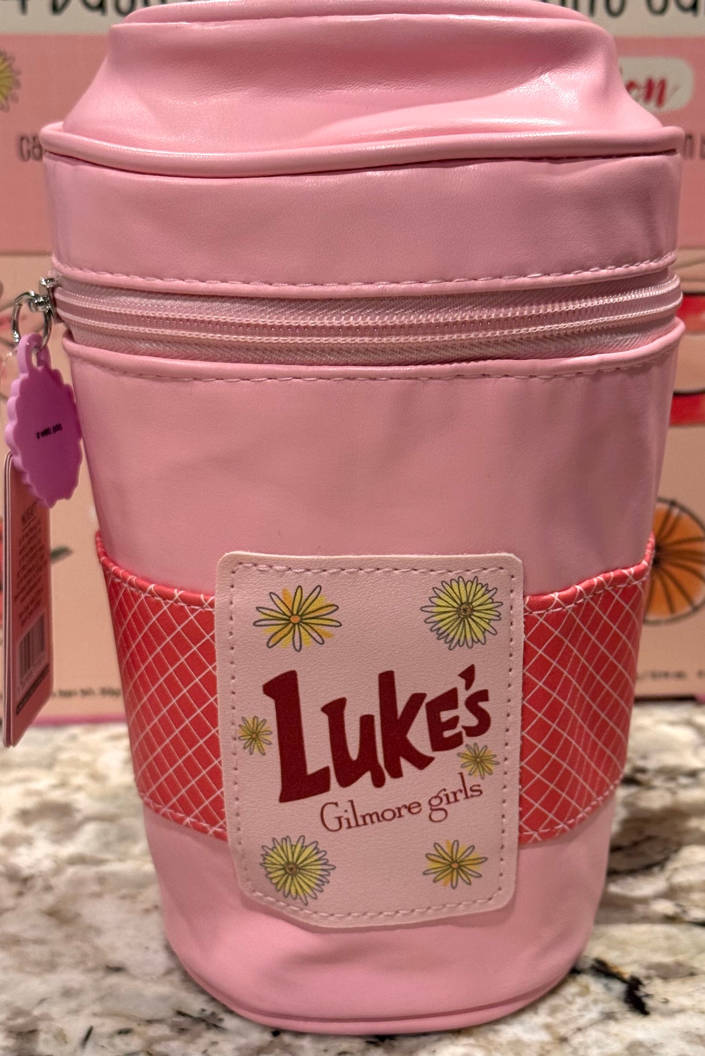New Mad Beauty The Gilmore Girls pink coffee cup essential accessories zip bag 5x5x8