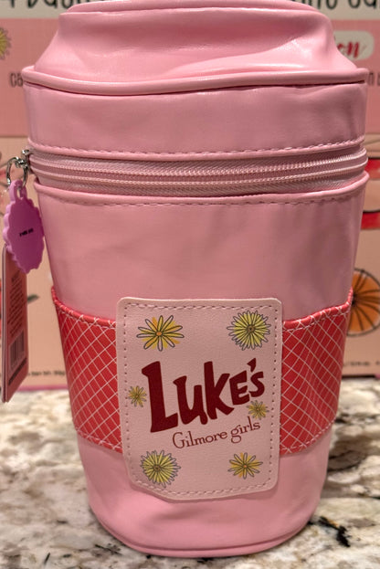 New Mad Beauty The Gilmore Girls pink coffee cup essential accessories zip bag 5x5x8