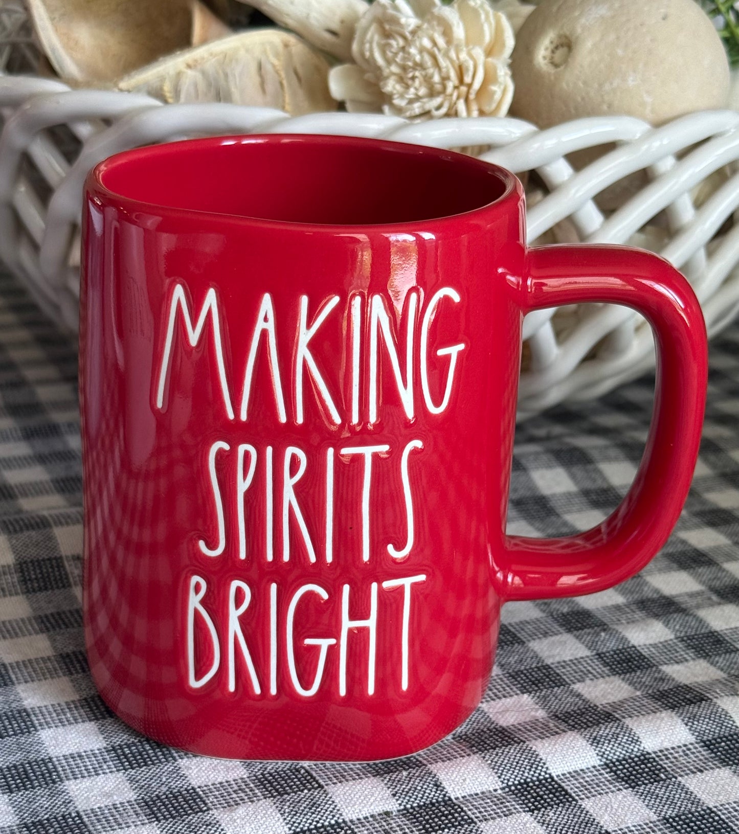 New Rae Dunn red ceramic Christmas mug MAKING SPIRITS BRIGHT