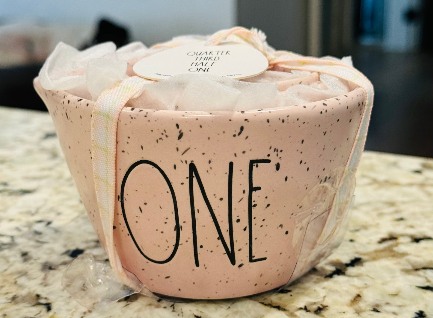 New Rae Dunn pink speckled ceramic measuring cup set