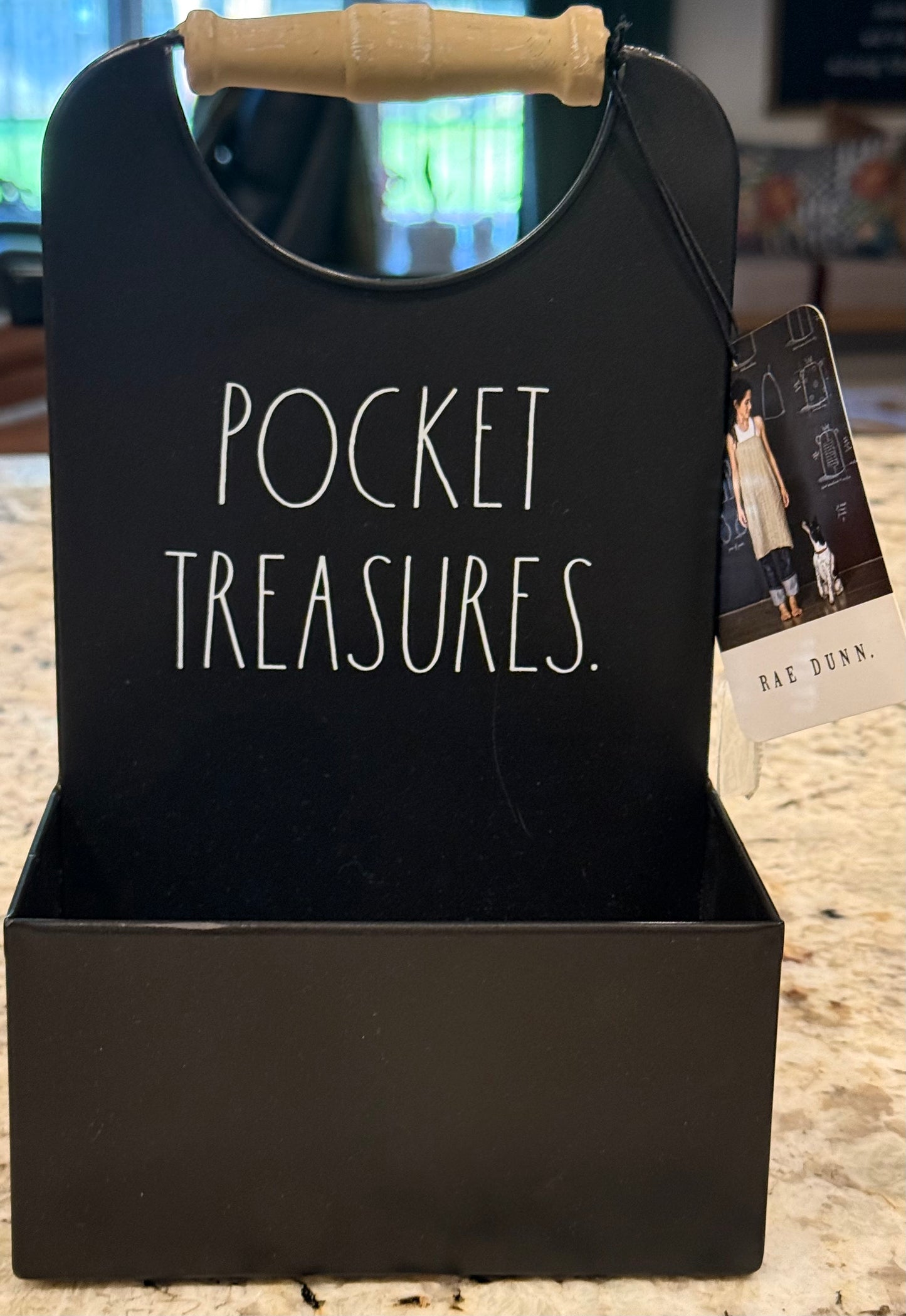 New Rae Dunn 8x5 POCKET TREASURES metal wall hanging storage