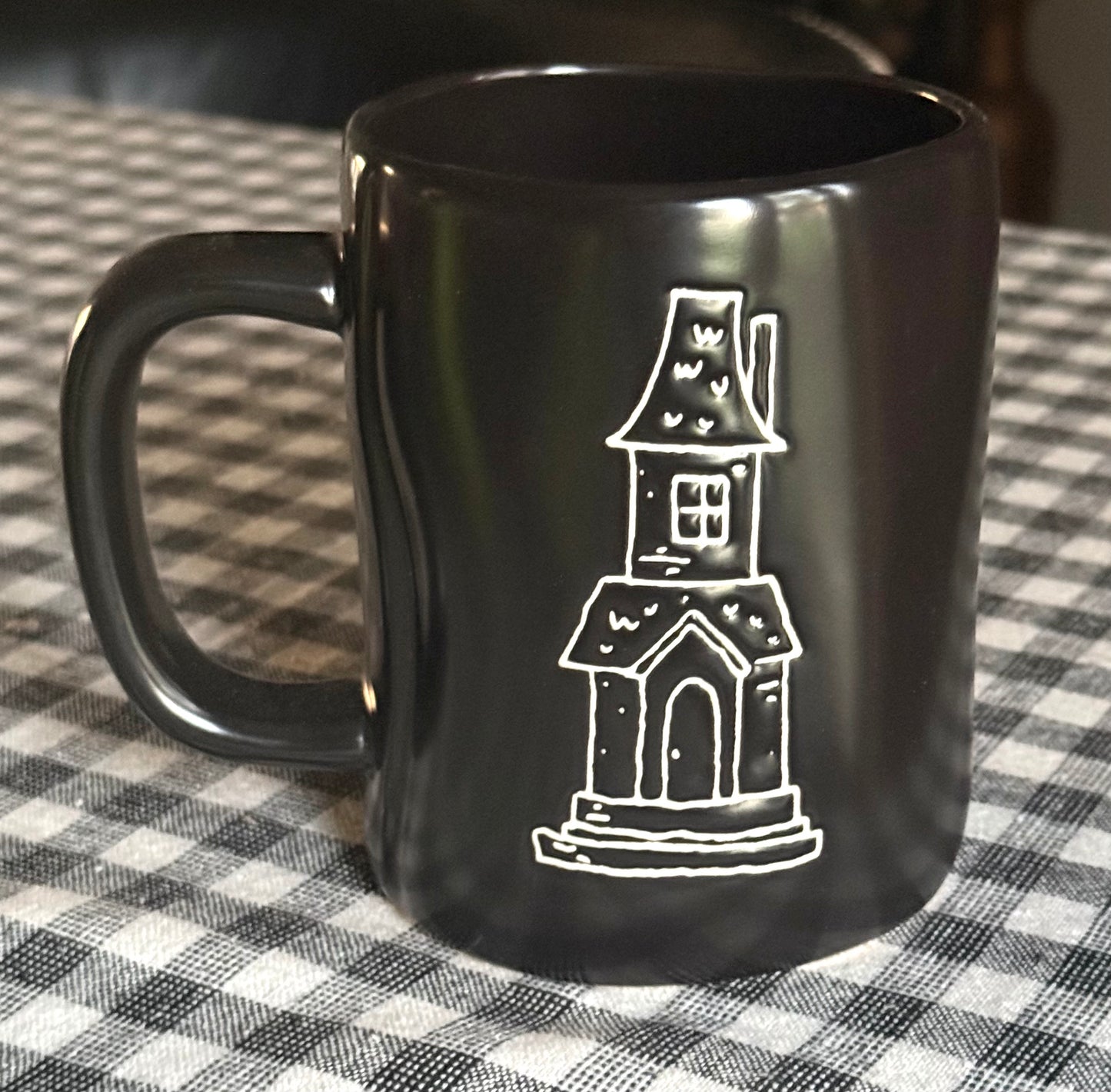 New Rae Dunn black ceramic Halloween coffee mug HAPPY HAUNTING