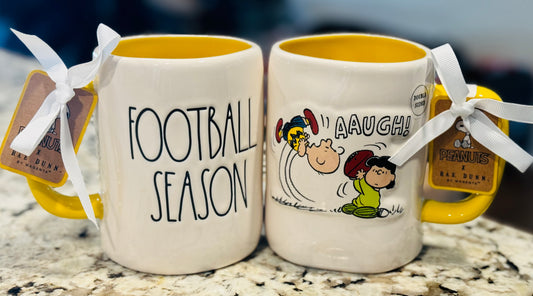 New Rae Dunn x Peanuts Snoopy ceramic fall coffe mug FOOTBALL 🏈 SEASON