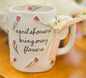 New Rae Dunn ceramic tulip print coffee mug APRIL SHOWERS BRING MAY FLOWERS