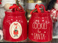 New 8” ceramic Rae Dunn COOKIES FOR SANTA double sided cookie jar Christmas canister decor