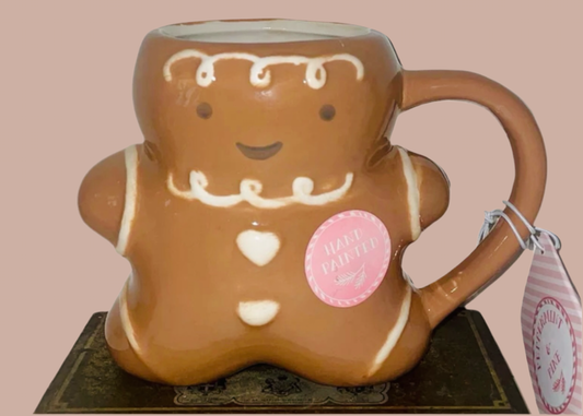 New Ceramic Hand painted Gingerbread man Christmas mug