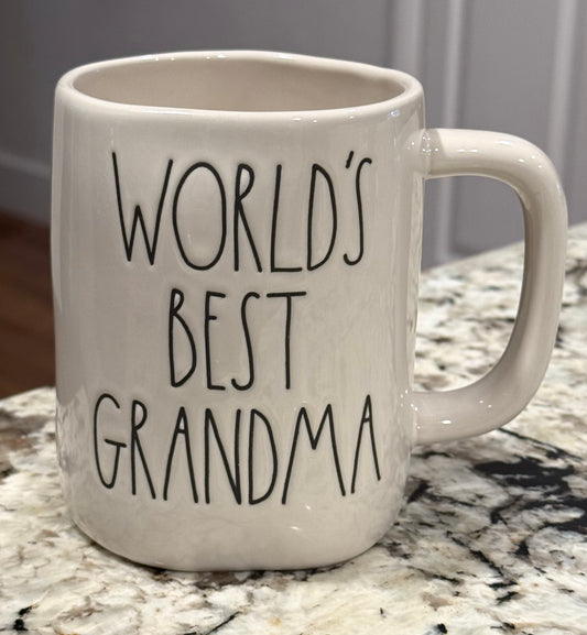 New Rae Dunn white ceramic coffee mug WORLD’S BEST GRANDMA