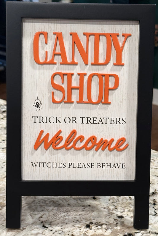 New wood 11.5x7 Halloween easel decor CANDY SHOP