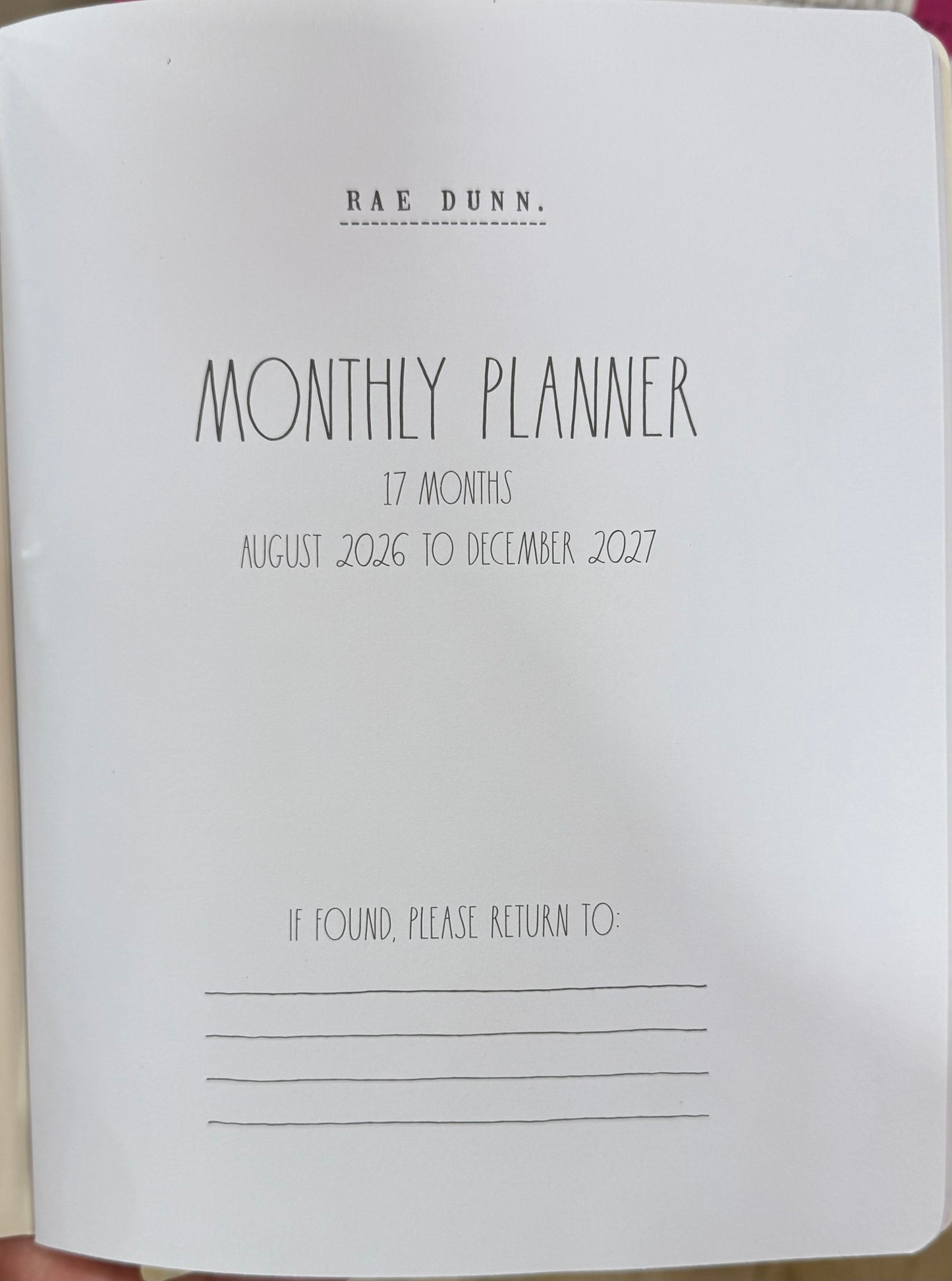 New Rae Dunn softback 8x10 monthly planner 2026-2027 butterfly