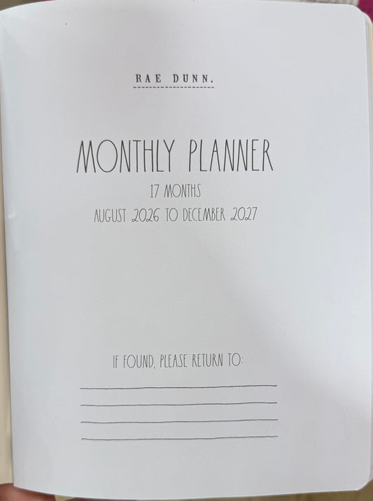 New Rae Dunn softback 8x10 monthly planner 2026-2027 butterfly