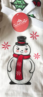 New Joanna Parker 2-piece white snowman kitchen towel set