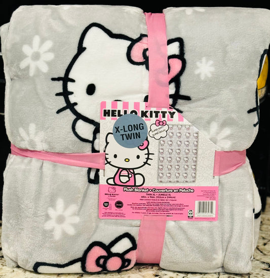 New Hello Kitty gray floral XLong 60x96 TWIN size blanket/bedding