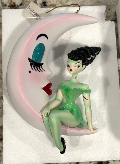 New December Diamonds Halloween decor ornament Bride of Frankie on Moon by Miss Fluff