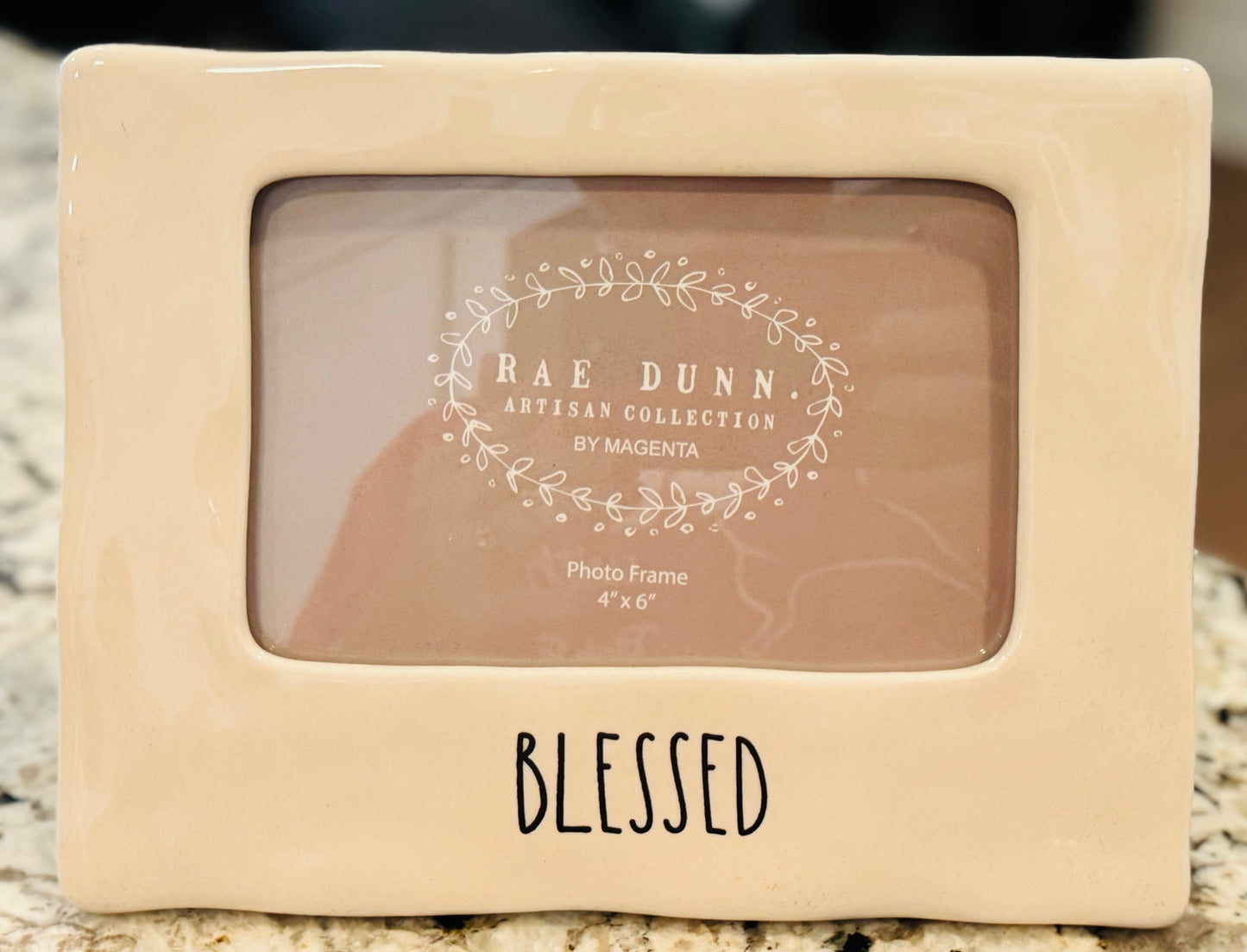 New Rae Dunn white ceramic 5x7 photo frame BLESSED