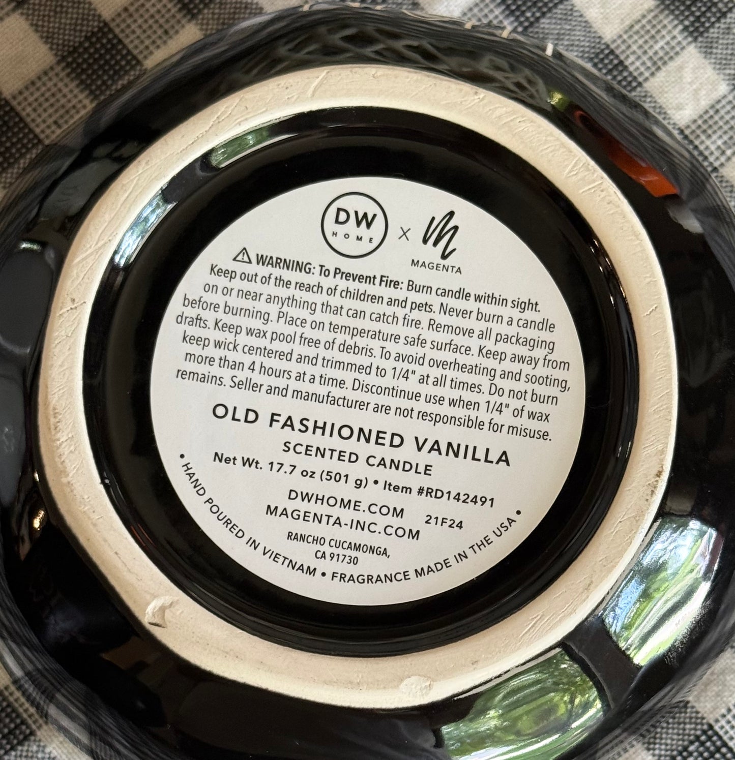 Rae Dunn black iridescent ceramic Halloween decor 3-wick candle FRIGHT NIGHT Old Fashioned Vanilla